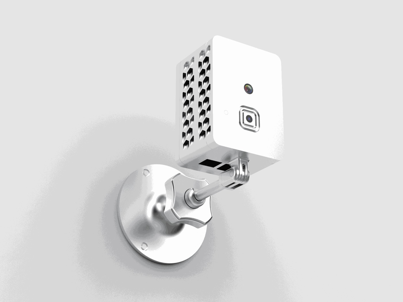 The Detectium sensor unit, a compact wall-mounted housing containing visible-light and thermal cameras